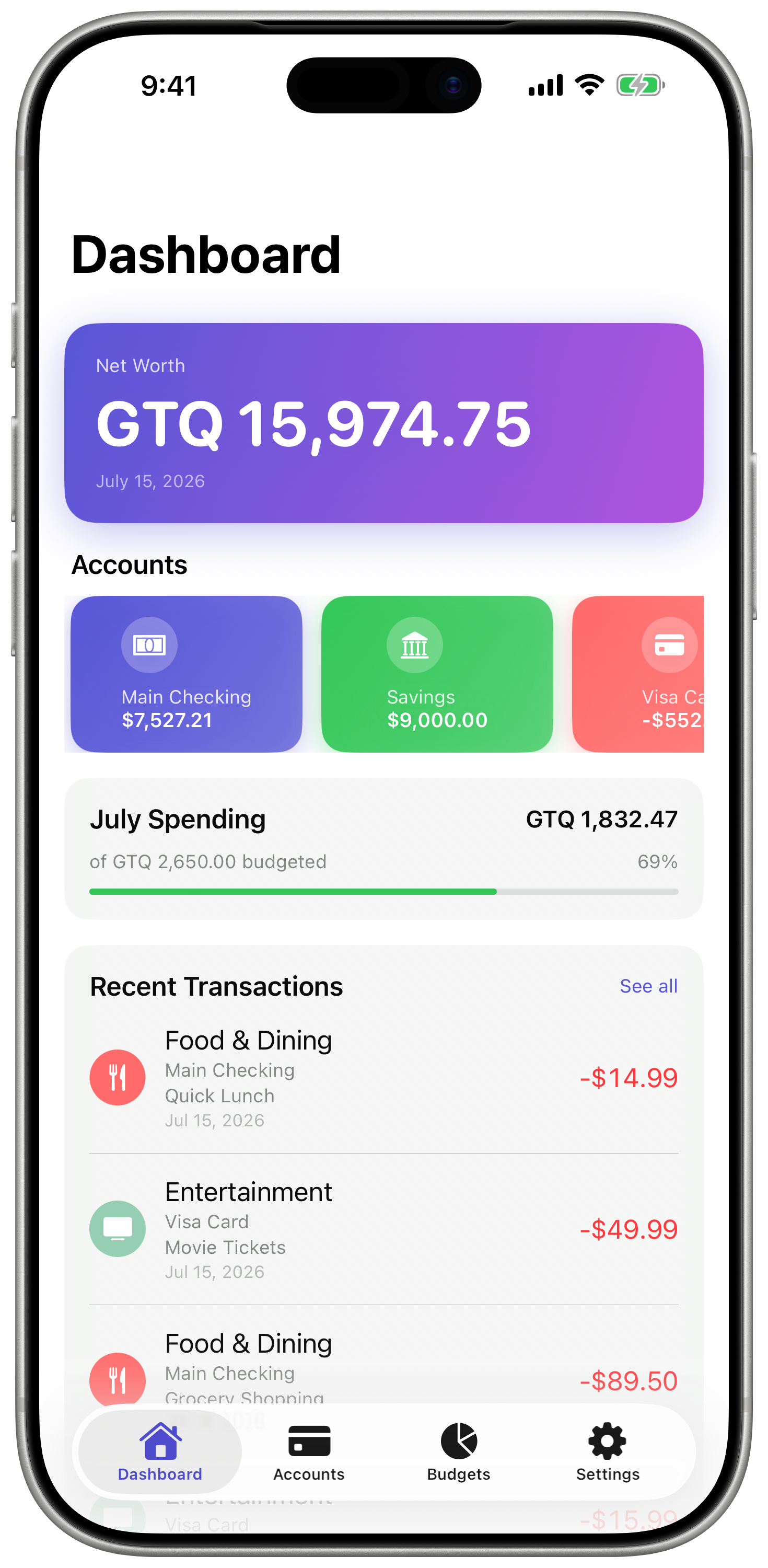 iPhone Dashboard
